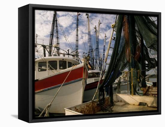 Shrimp Boats Tied to Dock, Darien, Georgia, USA-Joanne Wells-Framed Premier Image Canvas