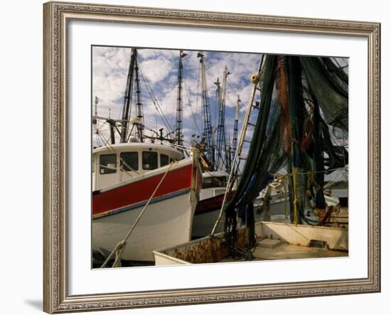 Shrimp Boats Tied to Dock, Darien, Georgia, USA-Joanne Wells-Framed Photographic Print