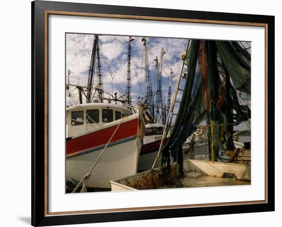 Shrimp Boats Tied to Dock, Darien, Georgia, USA-Joanne Wells-Framed Photographic Print