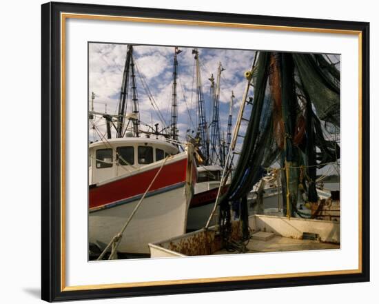 Shrimp Boats Tied to Dock, Darien, Georgia, USA-Joanne Wells-Framed Photographic Print