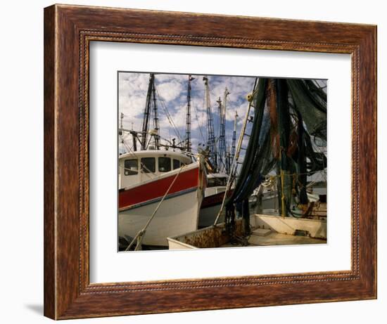 Shrimp Boats Tied to Dock, Darien, Georgia, USA-Joanne Wells-Framed Photographic Print