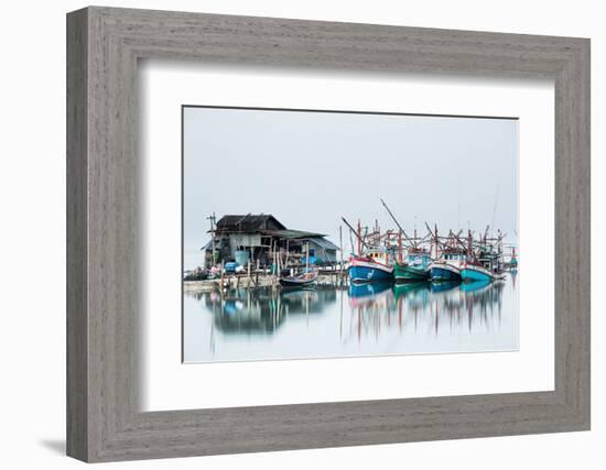 Shrimp fishing boats and house, Koh Phangan, Thailand, Southeast Asia-John Alexander-Framed Photographic Print