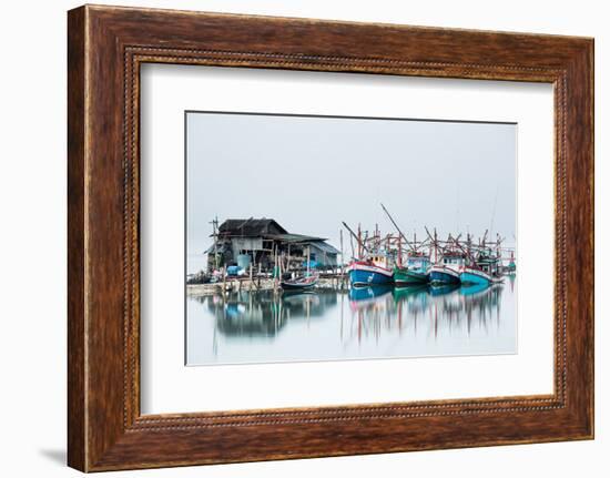 Shrimp fishing boats and house, Koh Phangan, Thailand, Southeast Asia-John Alexander-Framed Photographic Print