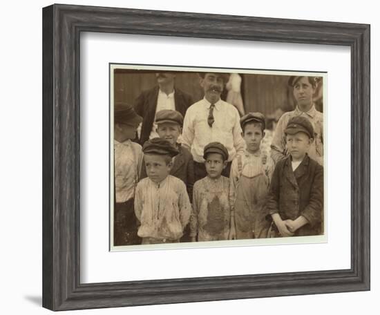 Shrimp-Pickers as Young as 5 and 8 at the Dunbar, Lopez, Dukate Co, Biloxi, Mississippi, 1911-Lewis Wickes Hine-Framed Photographic Print