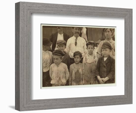 Shrimp-Pickers as Young as 5 and 8 at the Dunbar, Lopez, Dukate Co, Biloxi, Mississippi, 1911-Lewis Wickes Hine-Framed Photographic Print