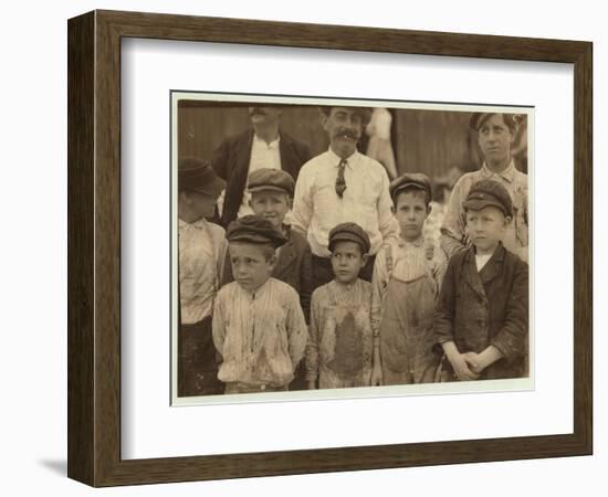 Shrimp-Pickers as Young as 5 and 8 at the Dunbar, Lopez, Dukate Co, Biloxi, Mississippi, 1911-Lewis Wickes Hine-Framed Photographic Print