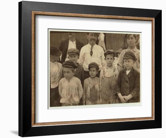 Shrimp-Pickers as Young as 5 and 8 at the Dunbar, Lopez, Dukate Co, Biloxi, Mississippi, 1911-Lewis Wickes Hine-Framed Photographic Print