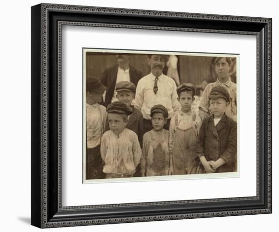 Shrimp-Pickers as Young as 5 and 8 at the Dunbar, Lopez, Dukate Co, Biloxi, Mississippi, 1911-Lewis Wickes Hine-Framed Photographic Print