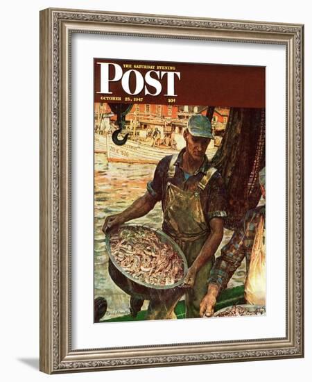 "Shrimpers," Saturday Evening Post Cover, October 25, 1947-Mead Schaeffer-Framed Giclee Print