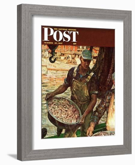 "Shrimpers," Saturday Evening Post Cover, October 25, 1947-Mead Schaeffer-Framed Giclee Print