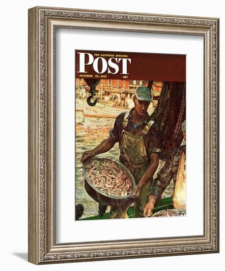 "Shrimpers," Saturday Evening Post Cover, October 25, 1947-Mead Schaeffer-Framed Giclee Print