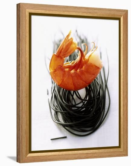 Shrimps with Black Pasta-Marc O^ Finley-Framed Premier Image Canvas