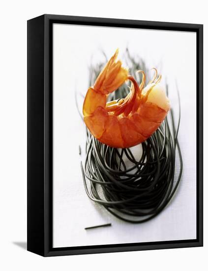 Shrimps with Black Pasta-Marc O^ Finley-Framed Premier Image Canvas