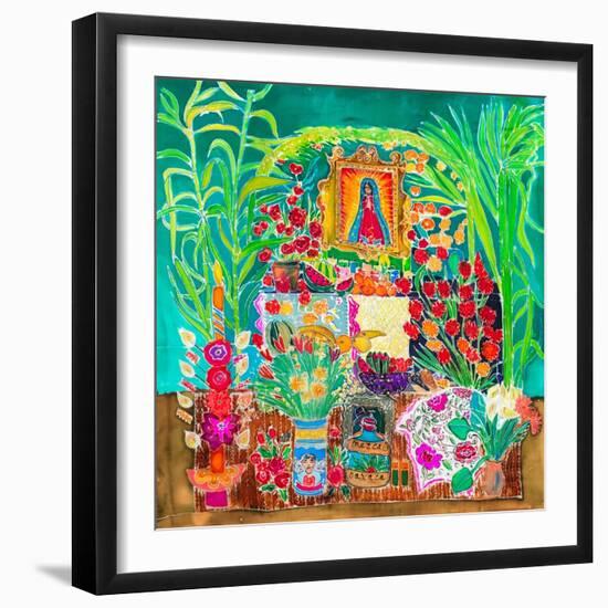Shrine, Day of the Dead, Oaxaca, 2023 (Dyes on Silk)-Hilary Simon-Framed Giclee Print