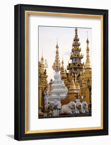 Shrines and Pagodas at Shwedagon Pagoda, Yangon-Annie Owen-Framed Photographic Print