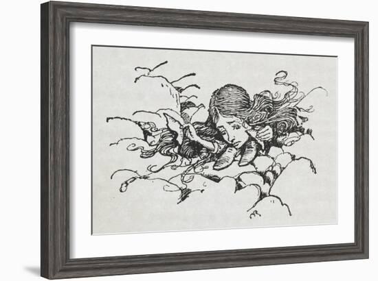 Shrunken Alice After Eating Some Of the Caterpillar's Mushroom-Arthur Rackham-Framed Giclee Print