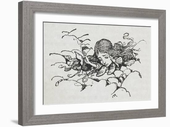 Shrunken Alice After Eating Some Of the Caterpillar's Mushroom-Arthur Rackham-Framed Giclee Print