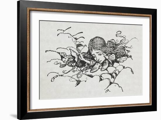 Shrunken Alice After Eating Some Of the Caterpillar's Mushroom-Arthur Rackham-Framed Giclee Print