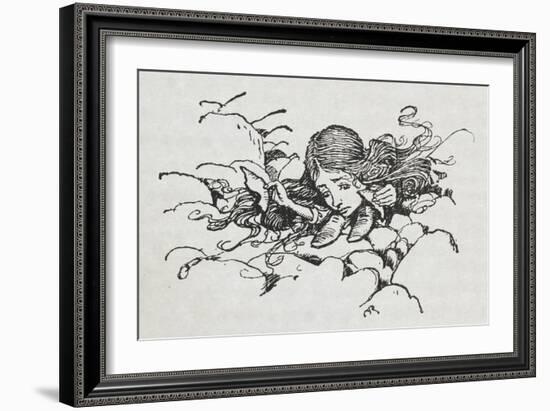 Shrunken Alice After Eating Some Of the Caterpillar's Mushroom-Arthur Rackham-Framed Giclee Print