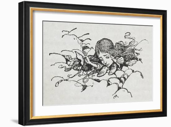 Shrunken Alice After Eating Some Of the Caterpillar's Mushroom-Arthur Rackham-Framed Giclee Print