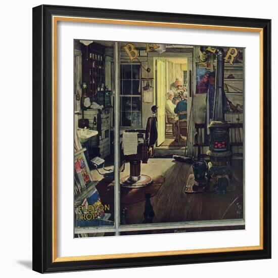 "Shuffleton's Barbershop", April 29,1950-Norman Rockwell-Framed Premium Giclee Print