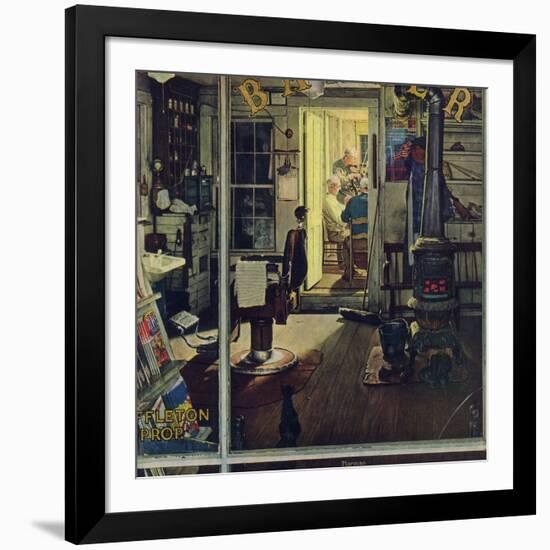 "Shuffleton's Barbershop", April 29,1950-Norman Rockwell-Framed Giclee Print