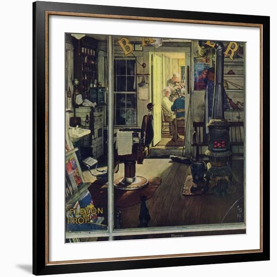 "Shuffleton's Barbershop", April 29,1950-Norman Rockwell-Framed Giclee Print