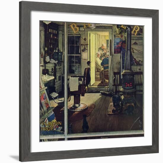 "Shuffleton's Barbershop", April 29,1950-Norman Rockwell-Framed Giclee Print