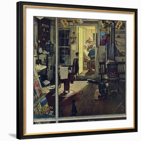 "Shuffleton's Barbershop", April 29,1950-Norman Rockwell-Framed Giclee Print