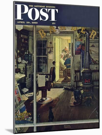 "Shuffleton's Barbershop" Saturday Evening Post Cover, April 29,1950-Norman Rockwell-Mounted Giclee Print