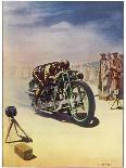 Timing a Motor Cycle-Shuffrey-Laminated Photographic Print