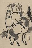 Horses under a Willow Tree.-Shunsen Katsukawa-Mounted Art Print