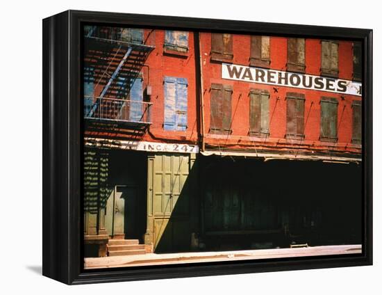 Shuttered Warehouse on the Lower East Side Lit by Late Day Sunlight-Walker Evans-Framed Premier Image Canvas
