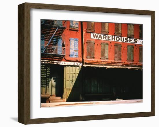 Shuttered Warehouse on the Lower East Side Lit by Late Day Sunlight-Walker Evans-Framed Photographic Print