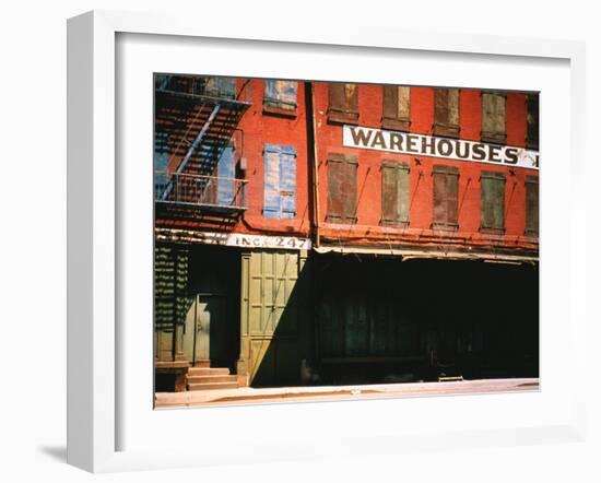 Shuttered Warehouse on the Lower East Side Lit by Late Day Sunlight-Walker Evans-Framed Photographic Print
