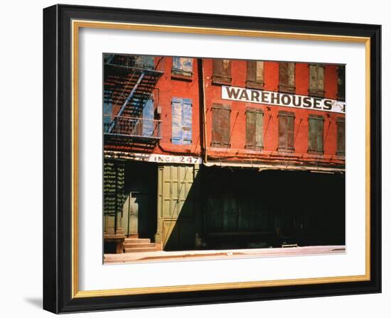 Shuttered Warehouse on the Lower East Side Lit by Late Day Sunlight-Walker Evans-Framed Photographic Print