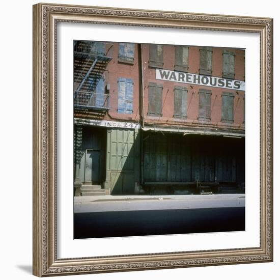 Shuttered Warehouse on the Lower East Side Lit by Late Day Sunlight-null-Framed Photographic Print