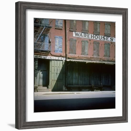 Shuttered Warehouse on the Lower East Side Lit by Late Day Sunlight-null-Framed Photographic Print