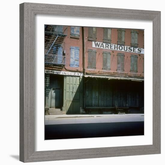 Shuttered Warehouse on the Lower East Side Lit by Late Day Sunlight-null-Framed Photographic Print