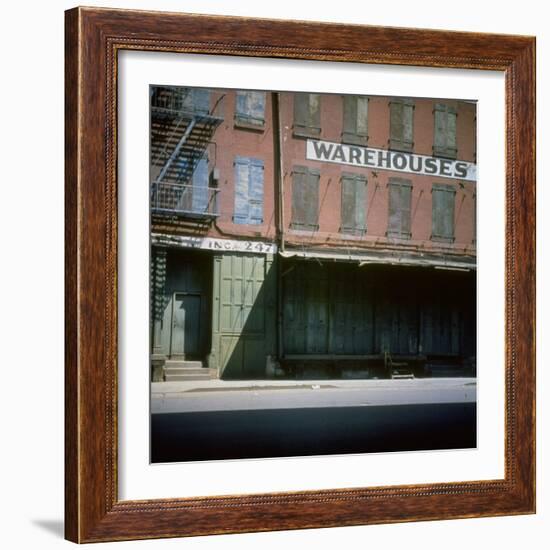 Shuttered Warehouse on the Lower East Side Lit by Late Day Sunlight-null-Framed Photographic Print