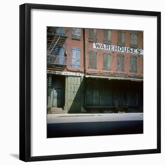 Shuttered Warehouse on the Lower East Side Lit by Late Day Sunlight-null-Framed Photographic Print