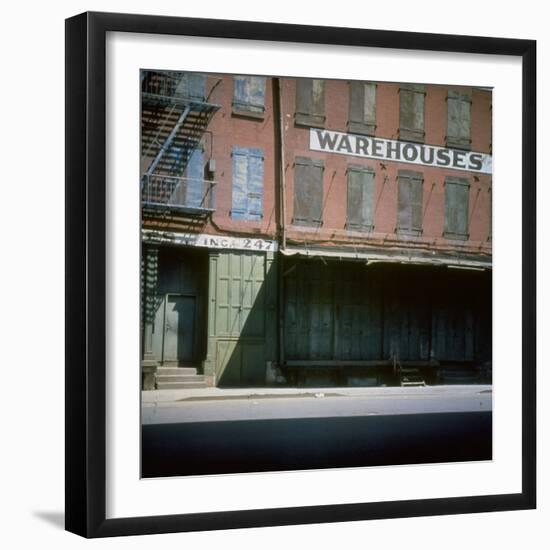 Shuttered Warehouse on the Lower East Side Lit by Late Day Sunlight--Framed Photographic Print