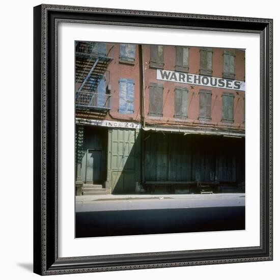 Shuttered Warehouse on the Lower East Side Lit by Late Day Sunlight-null-Framed Photographic Print