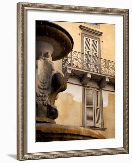 Shuttered Windows and Fountain, Bergamo, Lombardy, Italy, Europe-Frank Fell-Framed Photographic Print