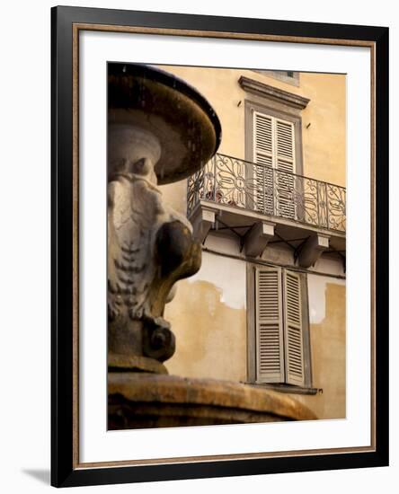 Shuttered Windows and Fountain, Bergamo, Lombardy, Italy, Europe-Frank Fell-Framed Photographic Print