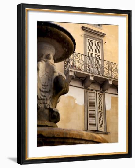 Shuttered Windows and Fountain, Bergamo, Lombardy, Italy, Europe-Frank Fell-Framed Photographic Print