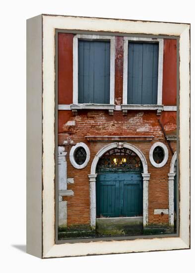 Shuttered Windows in Green, Venice, Italy-Darrell Gulin-Framed Premier Image Canvas