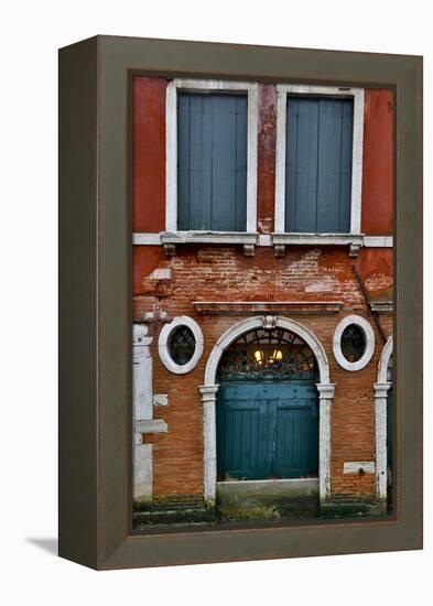 Shuttered Windows in Green, Venice, Italy-Darrell Gulin-Framed Premier Image Canvas