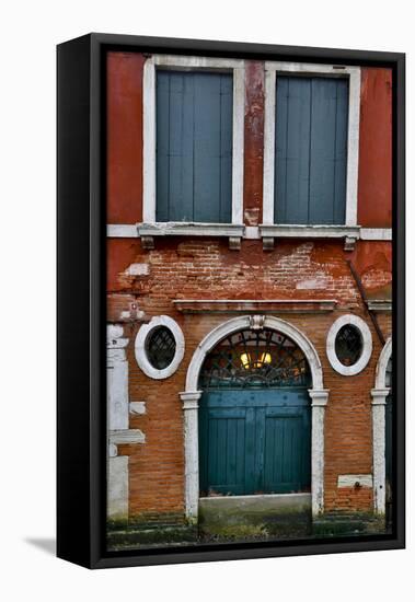 Shuttered Windows in Green, Venice, Italy-Darrell Gulin-Framed Premier Image Canvas