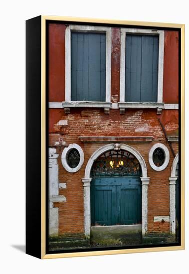 Shuttered Windows in Green, Venice, Italy-Darrell Gulin-Framed Premier Image Canvas